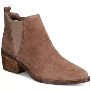 DOLCE VITA Womens Beige Zipporah Toe Block Heel Slip On Leather Booties Size 10